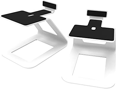 Kanto SE6W Elevated Desktop Speaker Stands for Large Bookshelf Speakers & Full-Size 5”-7” Studio Monitors | 6.9” Tall | Supports 22 lb | Damping 2.5 mm Silicone Padding | ¼”-20 Mounting | White | Pair