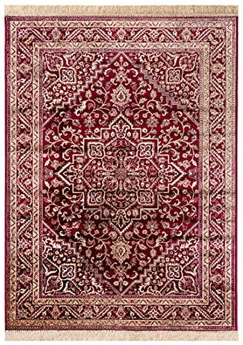 Carpeto Teppich Wohnzimmer 80x150cm Creme Vintage Klassisch Weich Kurzflor | Teppich für Schlafzimmer Esszimmer Büro Eingangsbereich Beige Fußbodenheizungsgeeignet Viskose Moderner Look Blickfang