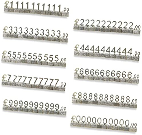 Digital-Preisschilder, 3D-Metallregale, verstellbar, GBP, Preiswürfel-Set für Geschäfte, Präsentationen, Schmuck, Uhren, Geschäfte, Büro, Ausstellungen, Preismarker, Etiketten, silberfarben, 10 Stück