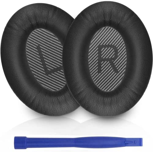 Replacement Ear Pads Cushions, 1 Pair Soft Breathable Headphone Ear Cushions, Noise Isolation Comfort Earpads Compatible with Bose QuietComfort QC35 / QC35II Headphones (Black)