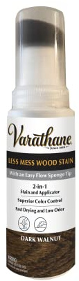 Varathane Less Mess Dark Walnut Wood Stain & Applicator | Built-In Applicator, Interior Furniture, Cabinets, Doors & Trim, Easy Touch-Ups & Small Projects, 4 Oz