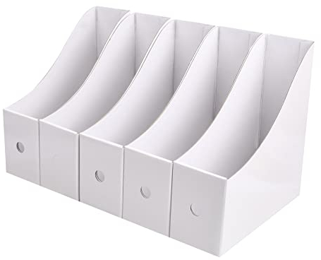 heavenlife 5 Stück Zeitschriftenbox Datei Organizer, Wasserdicht Stehordner Zeitschriftensammler, Faltbar Aktenhalter Pappe Zeitschriftenhalter, Schreibtisch Speicherorganisator für Bürobedarf (Weiß)
