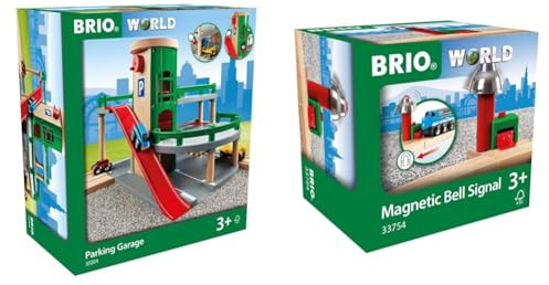 BRIO - Holzeisenbahn-Spielzeug: Parkhaus, Straßen & Schienen & Magnetisches Glockensignal - Eisenbahnzubehör - Empfohlen für Kinder ab 3 Jahren (unisex)