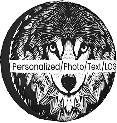 HÁOÁNGFZHE Personalisierte Reifenabdeckungen 14-17 Zoll Universelle Reifenabdeckung Waterproof Ersatzradabdeckungen Sonnenschutz Radabdeckungen für Auto, Schwarz, Polyester