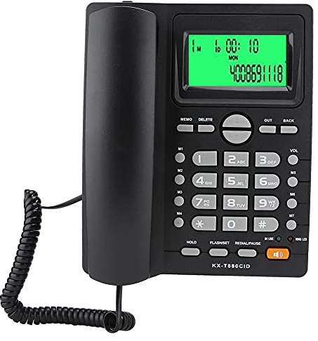 Hustelefoner Telefon Abs Kx T880C Nummerpresentation Display Fast Telefon Inget Batteri Mute-funktion för Hemmakontor (svart) (Svart)