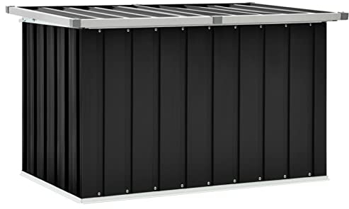 Yolola Gartenbox Metall Aufbewahrungsbox Wasserdicht Gartenbox Anthrazit Gartentruhe Kissenbox Gartenbox Aufbewahrung Wasserdicht Gartenkiste Metall Aufbewahrungskiste 109 x 67 x 65 cm