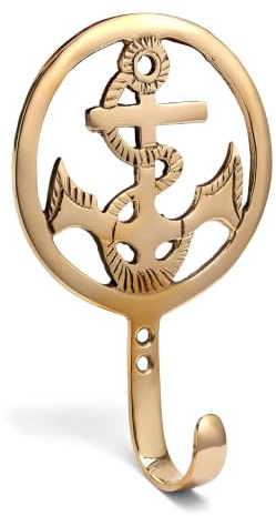 NKlaus Maritim Haken Anker aus Messing gold 8,5x13,5x3cm Kleiderhaken Deckenhaken 11596