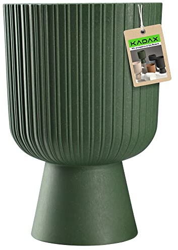 KADAX Blomkruka i kakform, växtkruka av plast i 2 storlekar, växtkrukor i 5 färger för balkong, terrass, fönsterbräda, pokal växtskål, ytterkruka (18 cm, grön)