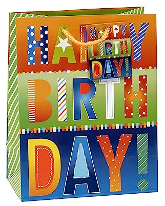 K3T Geschenktüten GEBURTSTAG, Größe: Mittel (HxBxT 23 x 18 x 10 cm), 3er Packung, Art. Nr. 84014-9