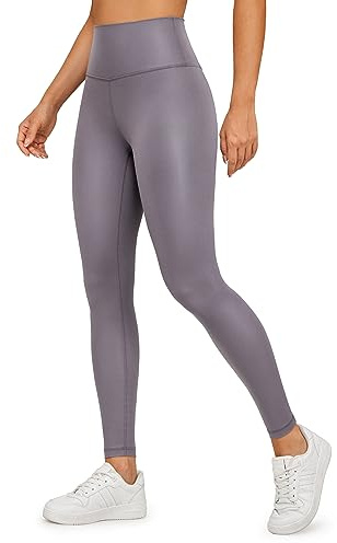 CRZ YOGA Butterlux Matt Faux Leather Leggings för kvinnor 28 - hög midja Stretch Ankel Läder Byxor Pliather Tights Tornadgrå klassiskt mönster M