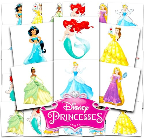 Disney Princess Tattoos Party Favors Bundle ~ 72 Perforated Individual 2 x 2 Princess Temporary Tattoos for Kids Boys Girls (Disney Princess Party Supplies)
