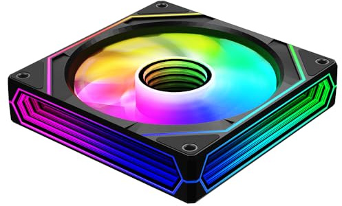TZMRIT Prism 6 Pro RGB Lüfter 120mm,Drei unendliche Spiegel an der Seite,5V 3PIN ARGB 4PIN PWM Lüfter (1, Black, 120MM-Forward)