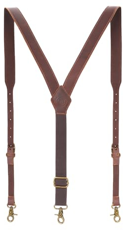 TOURBON Kraftiga hängslen äkta läder herrhängslen för byxor justerbar Y-form 3 cm bred hängslen