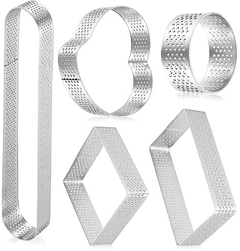 Mikinona 5stücke Perforierte Tortenringe Aus Zum Backen Antihaftbeschichtete Backformen Für Torten Gebäck Käse Mousse Kuchen Muffins