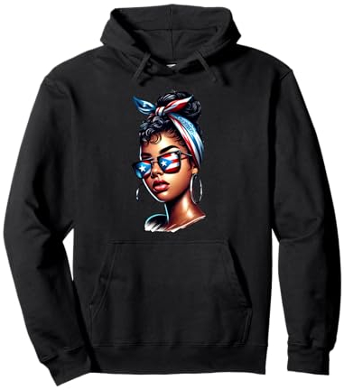 Coole Afro-Boricua-Frau Puerto Rican Flag Brille Bandana Pullover Hoodie