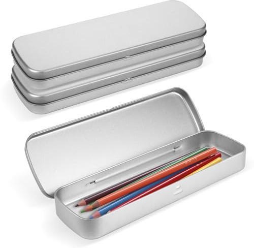 3 Stück Stiftebox Metall Metallbox Stiftebox mit Deckel Pinselbox | Aufbewahrungsbox Stifte Etui Pinsel Aufbewahrung Schule Make-Up-Pinsel Box für Aufbewahrung Von Schreibwaren Gadget-Speicher