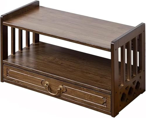 RCJCQSR 2-lagiger Altar-Meditationstisch mit Schublade, entspannender buddhistischer Tisch, Teetisch, Bambus, spiritueller Altartisch für Gebete, Wahrsagung, Anbetung, persönlicher spiritueller Raum