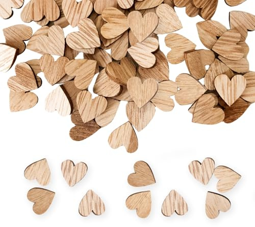 Holzherzen Hochzeitsdeko 200 Stück Hochzeitsdeko 12 x 12mm Deko Hochzeit DIY Materialien Holzherzen zum Beschriften Tischdeko Hochzeit für Dekoration Party Festival Basteln