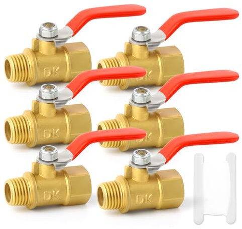 GASHER 3PCS 1/4 Inch Brass Mini Ball Valve Shut Off Switch, 1/4 Inch Male x Female BSP Thread Pipe Fitting