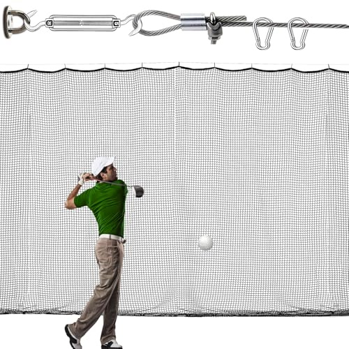 LAKNUAL Golf Practice Netting, 12X12ft Golf Hitting Hanging Kit, Sports Practice Barrier Net for Backyard and Garage, Indoor/Outdoor DIY Sports Netting for Baseball, Hockey, Soccer