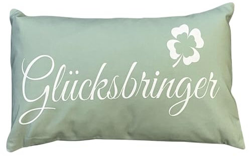 Bada Bing Deko Kissen Spruch Glücksbringer mintgrün - modernes Sofakissen in 50x30 cm - Kuschelkissen mit Bezug und Füllung - Couchkissen Zierkissen fürs Wohnzimmer Schlafzimmer und Couch