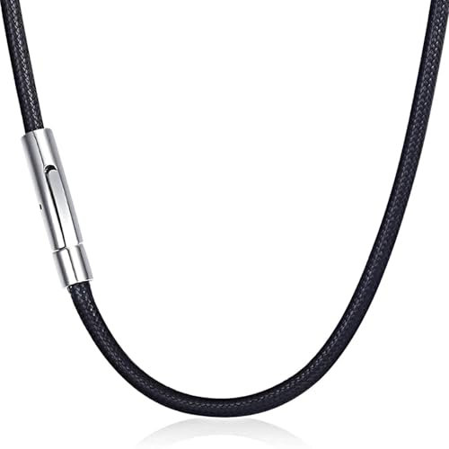 strrng Leather Necklace,Leather Necklace Cord,Braided Rope Cord with Clasp,Black Cords Necklaces,Suitable for Daily Wear, Handmade Jewelry Making, Gift Giving, Holiday Celebrations