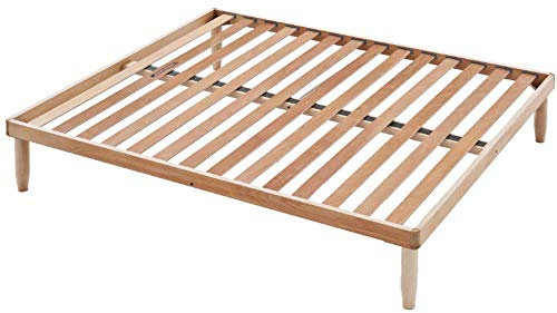 Super-Kingsize-Bettgestell, Holz, 180 x 200 cm, orthopädischer Lattenrost, komplett montiert, 4 Beine, für Betten, Matratzen und Kissen, 100 % italienische Handwerkskunst