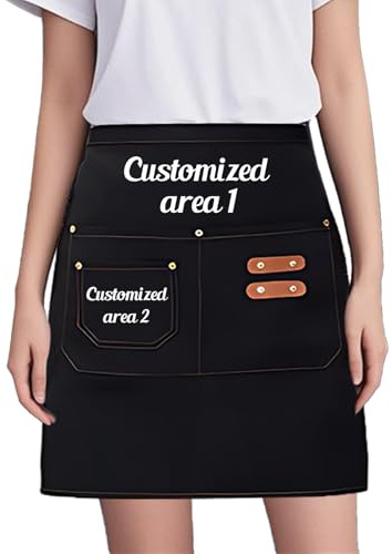 XSTZR Personalized Apron, Custom Waist Apron For Men Women Kitchen Cooking Embroidered Chef Aprons Customized with Pockets Name Text Logo Picture