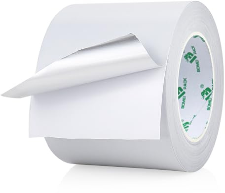 BOMEI PACK 1 Roll White Aluminum Foil Tape 100mm x 50m Home Heating Ventilation HVAC Ducts Foil Tape 4 Inch Repairing Fixing Kitchen Jointing flame Cold Heat Resistant