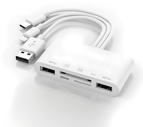 DAJING 5-in-1 Memory Card Reader - USB OTG Adapter and SD Card Reader, Compatible with SD/Micro SD/SDHC/SDCC/MMC, Fast Data Transfer, Wide Compatibility, Easy to Use