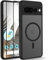 Yxnvixn Magnetic Case for Google Pixel 7 pro Case with Screen Protector [Compatible with Magsafe] Slim Translucent Matte Silicone Shockproof Full Body Protective Phone Case Cover, Black