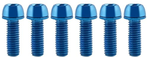 6-Pack Bike Stem Bolts, M6 x 17mm Iron Bicycle Disc Brake Caliper Screws (Blue)