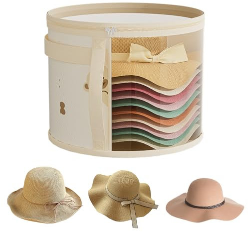 Boîte À Chapeau Vintage - Organisateur De Stockage Du Chapeau Pliable Avec Couvercle Transparent, Porte-avions De Voyage Protecteur À Poussière | Étui À Chapeau Portable Pour Le Dortoir De Validité De
