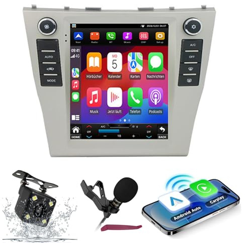 HYNMSM - Radio con Android 15 para Toyota Camry (2008-2012), pantalla táctil de 9,7 pulgadas, reproductor de radio con Carplay inalámbrico, navegación GPS, receptor FM, Bluetooth, 5G, WiFi, HIFI, SWC