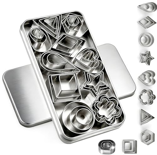 30Pcs Mini Cookie Cutter Set，Stainless Steel Multi Shapes Kit Cutters for Baking, Holiday Cookies, Small Stainless Steel Fruit Veggie Tiny Polymer Clay Cutters for Kids