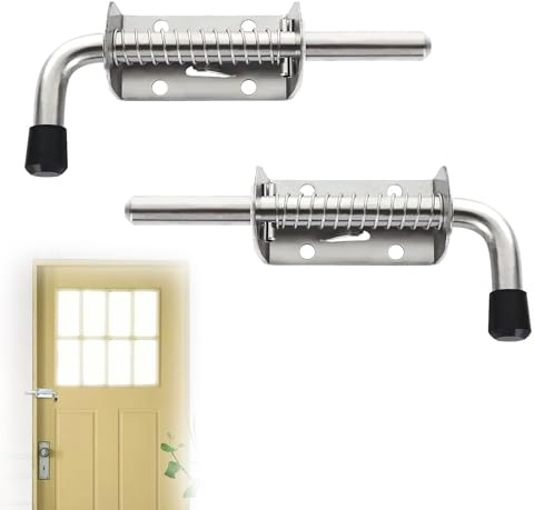 Lot de 2 verrous à ressort, loquet coulissant, boulon à ressort, verrou de portail, verrou de portail, verrous de portail, serrures de porte de jardin, convient pour portes et fenêtres, facile à
