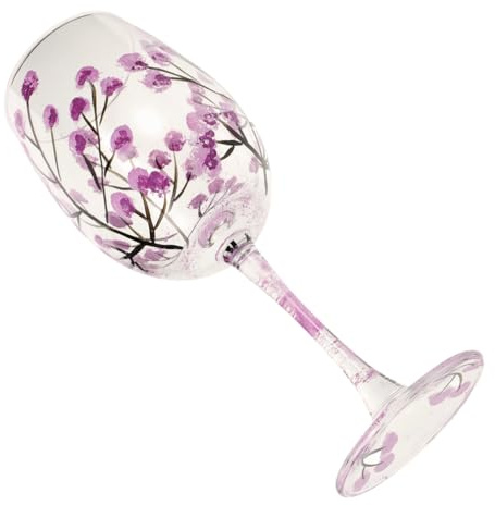 VINTORKY Purple Long Stem Wine Glasses 464ml with Unique Artistic Design, Glass Goblet Preventing Heat Transfer, for Entertaining Guests Or Home Decoration