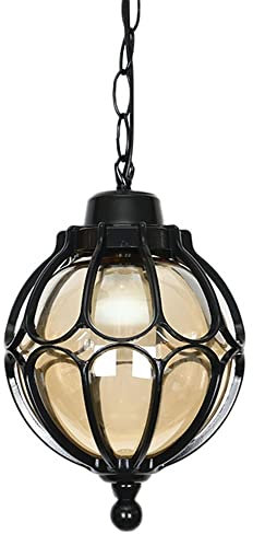 Lustre globe en verre étanche réglable pour extérieur – Suspension élégante en aluminium pour jardin, balcon, villa, pavillon, noir, 28 cm motif raisin