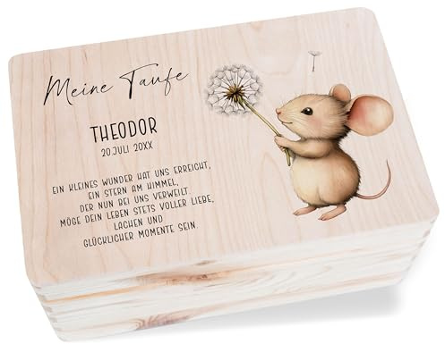 Shirtracer Erinnerungsbox Baby personalisiert Maus Taufspruch