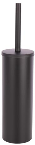 Cofan Escobilla de baño con Soporte | Escobillero de pie Negro Mate | Diseño Redondo Elegante | Material: Acero Inoxidable | Medidas: 9,1 x 9,1 x 39 cm