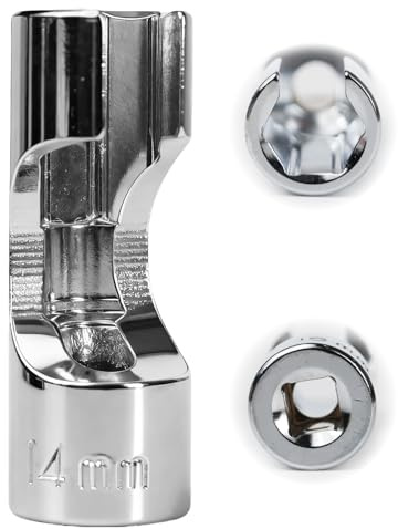 Flewdart douille sonde lambda 3/8 14mm, douille 3/8 14 mm 6 pans SW14 pour sonde lambda capteurs de température thermostats, CRV acier au chrome vanadium (3/8 14mm)