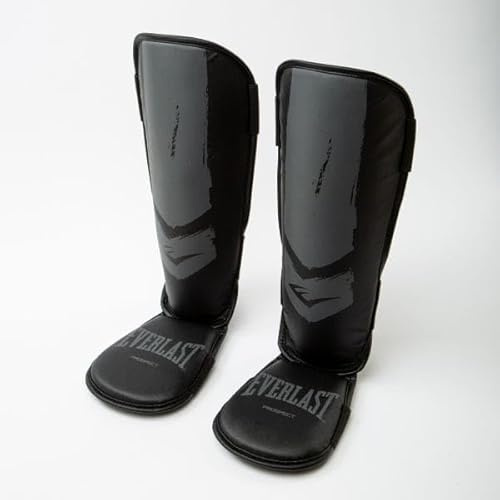 Everlast Prospect Espinilleras Juvenil (S/M) Diseño 2 Piezas, Acolchado Absorbe Impactos, Protege Pie y Espinilla, Kickboxing Niños Muay Thai - Everlast