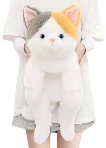Xiyocadt Kuscheltier Katze, Liegend Katzen Plüschtier, Kätzchen Stofftier Spielzeug, Kuschelkissen Geschenk für Kuscheln & Spielen (65cm,Blumenkatze)