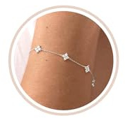TOSGMY Dainty Silver Gold Bracelets for Women Trendy Non Tarnish 14K Gold Plated Cute Clover Bracelet Stackable Daisy Cubic Zirconia Diamond Charm Bracelet Stack Waterproof Jewelry Christmas Gifts