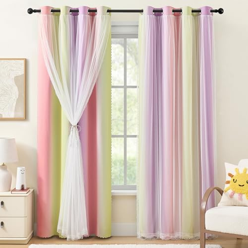 XiDi Curtains for Bedroom 52x54 In Light Block Eyelet Yellow Drapes
