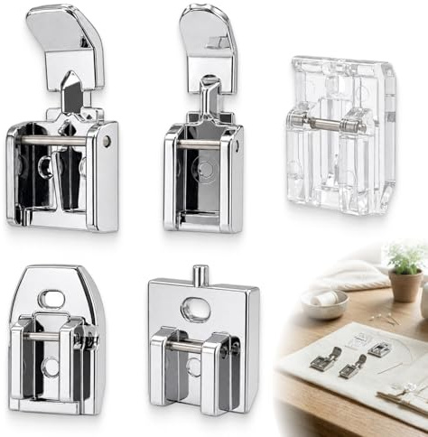 5er Reißverschluss Nähfuß Set für Nähmaschine, Universal Nähmaschinen Zubehör kompatibel mit Brother Singer Janome W6, Reißverschlussfuß Set für unsichtbare,verdeckte, breite & schmale Reißverschlüsse