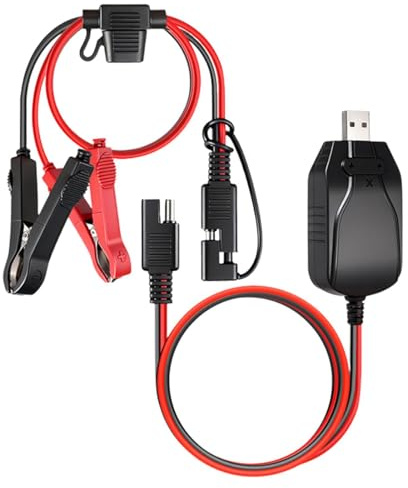 Caricabatterie per moto, 12 Volt, USB Smart di mantenimento con alimentazione, caricabatterie di mantenimento della batteria, per trattore, ATV, camper, rimorchio, auto, auto, barca, marine, outdoor