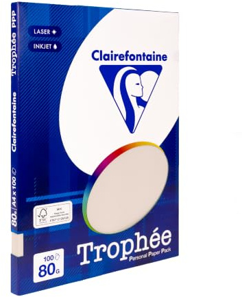 Clairefontaine 4104C - Ries Druckerpapier / Kopierpapier Clairalfa PPP, DIN A4, 80g, 100 Blatt, Sand, 1 Ries