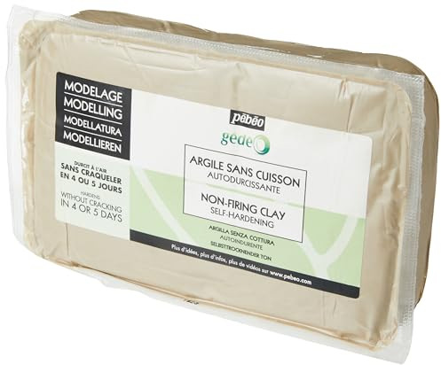 Pébéo Modelliermasse Selbsttrocknend 1,5 KG Weiß - Lufttrocknender Ton - Modellieren, Formen und Töpfern - Soft Clay - Selbsthärtender weißer Ton ohne Brennen - 1,5 kg Farbe Weiss