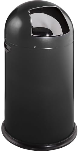 VAR | Push-Mülleimer | Stahl | selbstschließend | tiefschwarz | 40 l | Höhe 740 mm